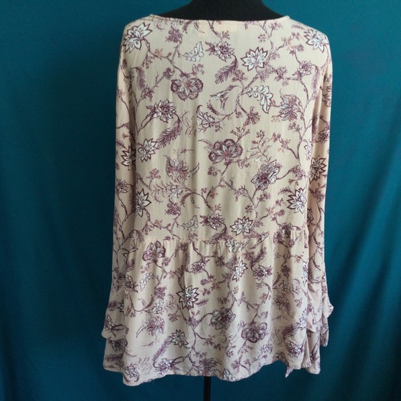 Hinge Blouse M/L Ruffle Flounce Sleeve Pink Baby Doll Romantic - Picture 4 of 16